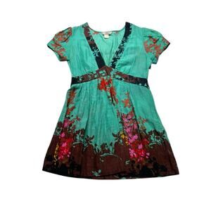 Hype women multi color floral V neck dress size small Y2K casual / boho / summer